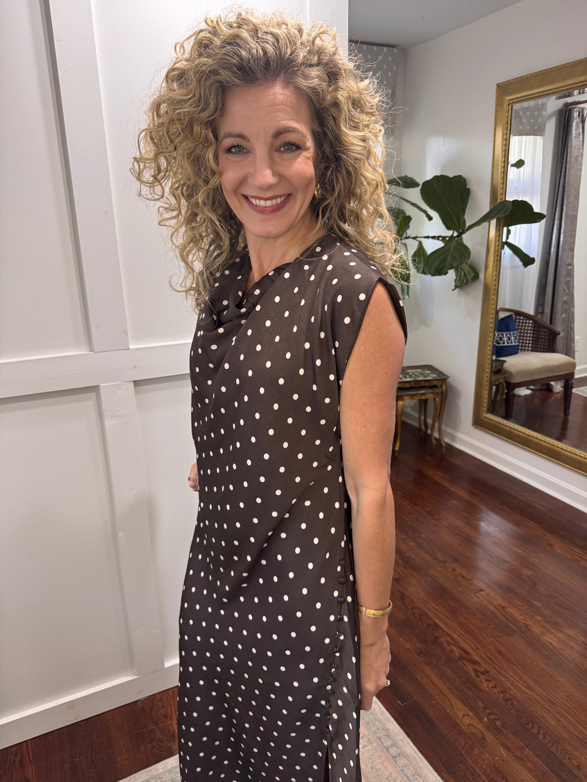 Chocolate polka dot dress