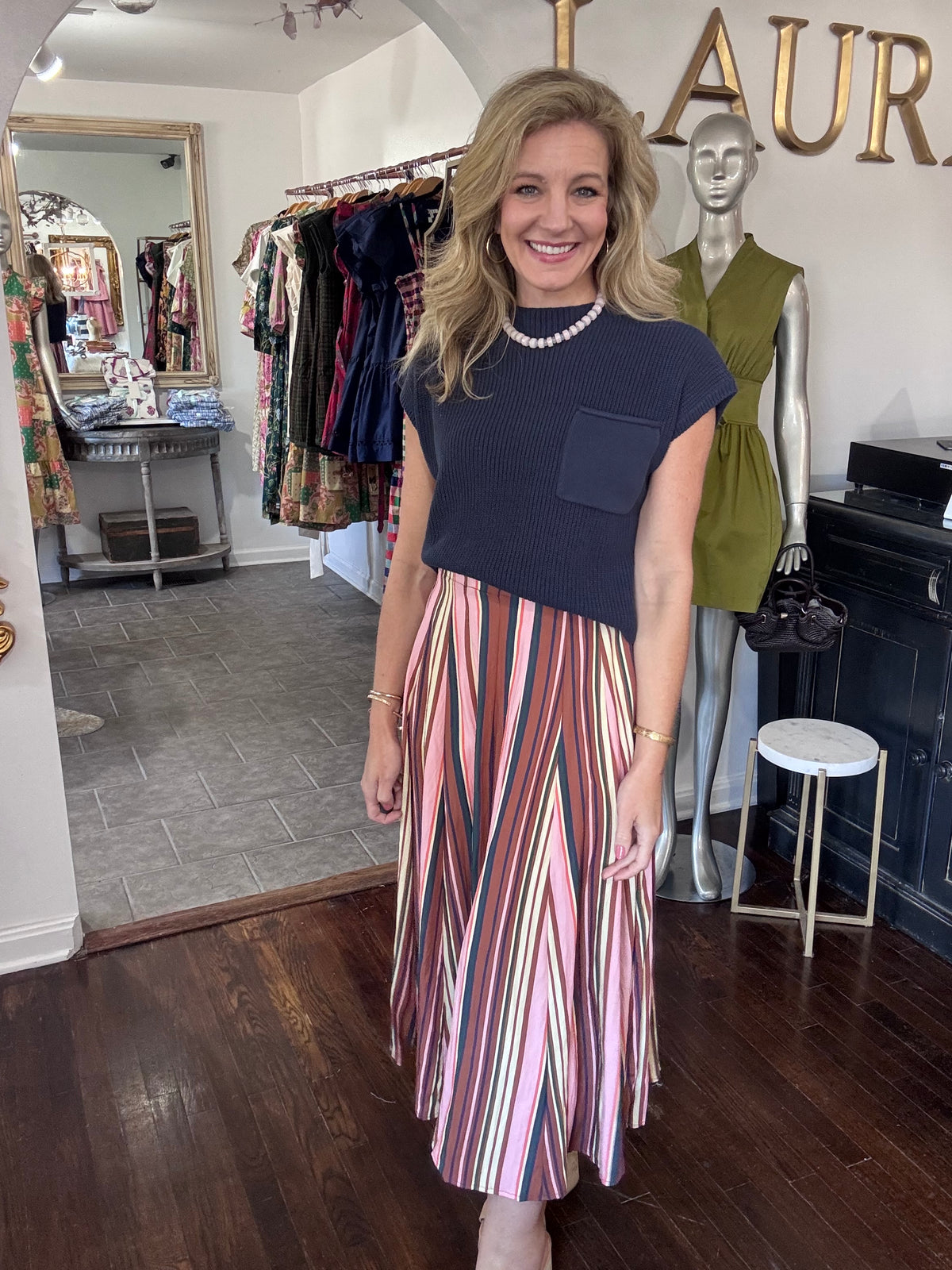 Multi stripe skirt