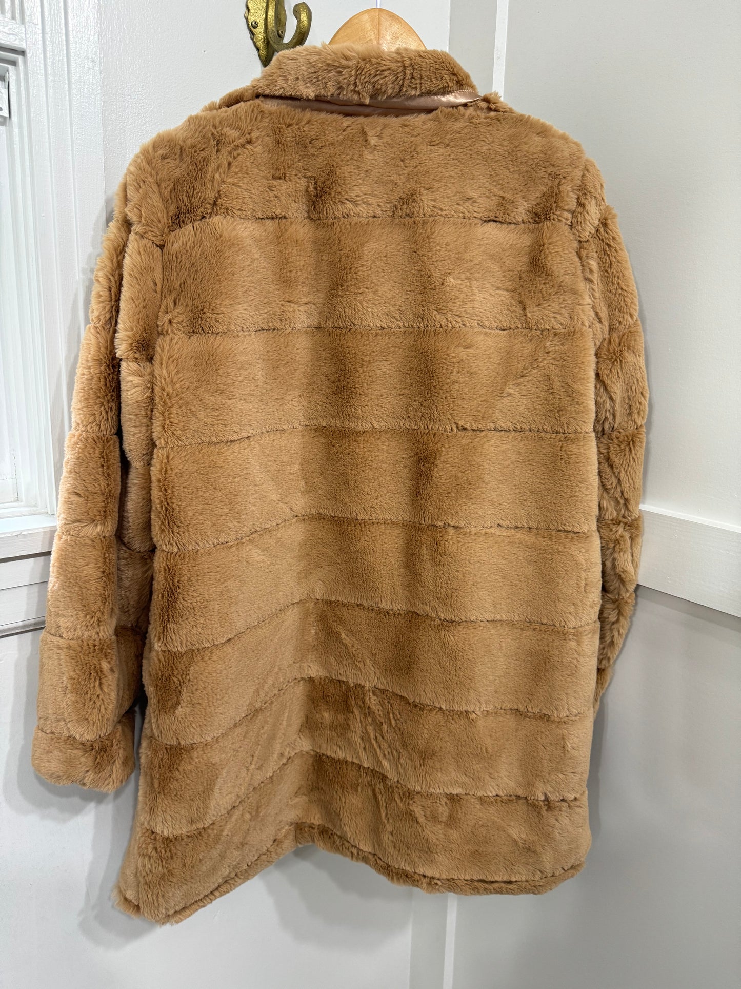 Camel faux fur coat