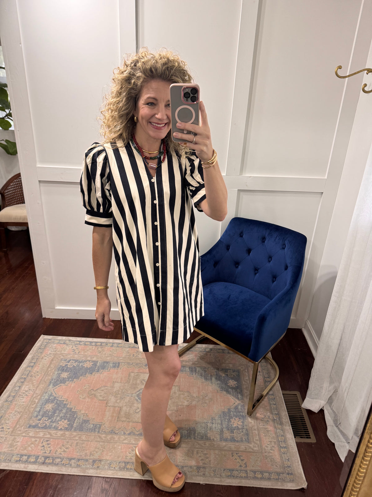 Navy striped dress