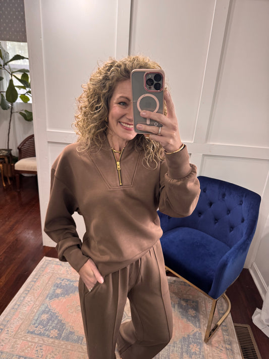 Mocha 3/4zip pullover