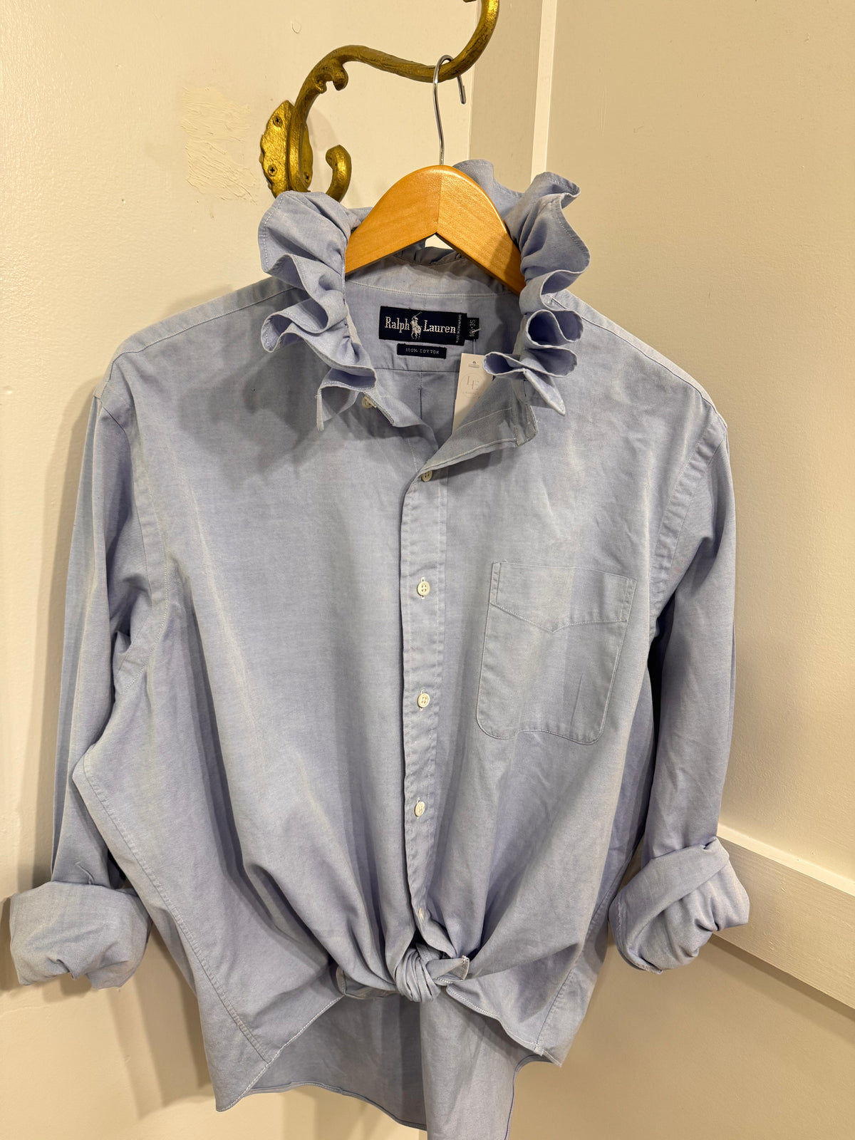 RL blue ruffle collar shirt