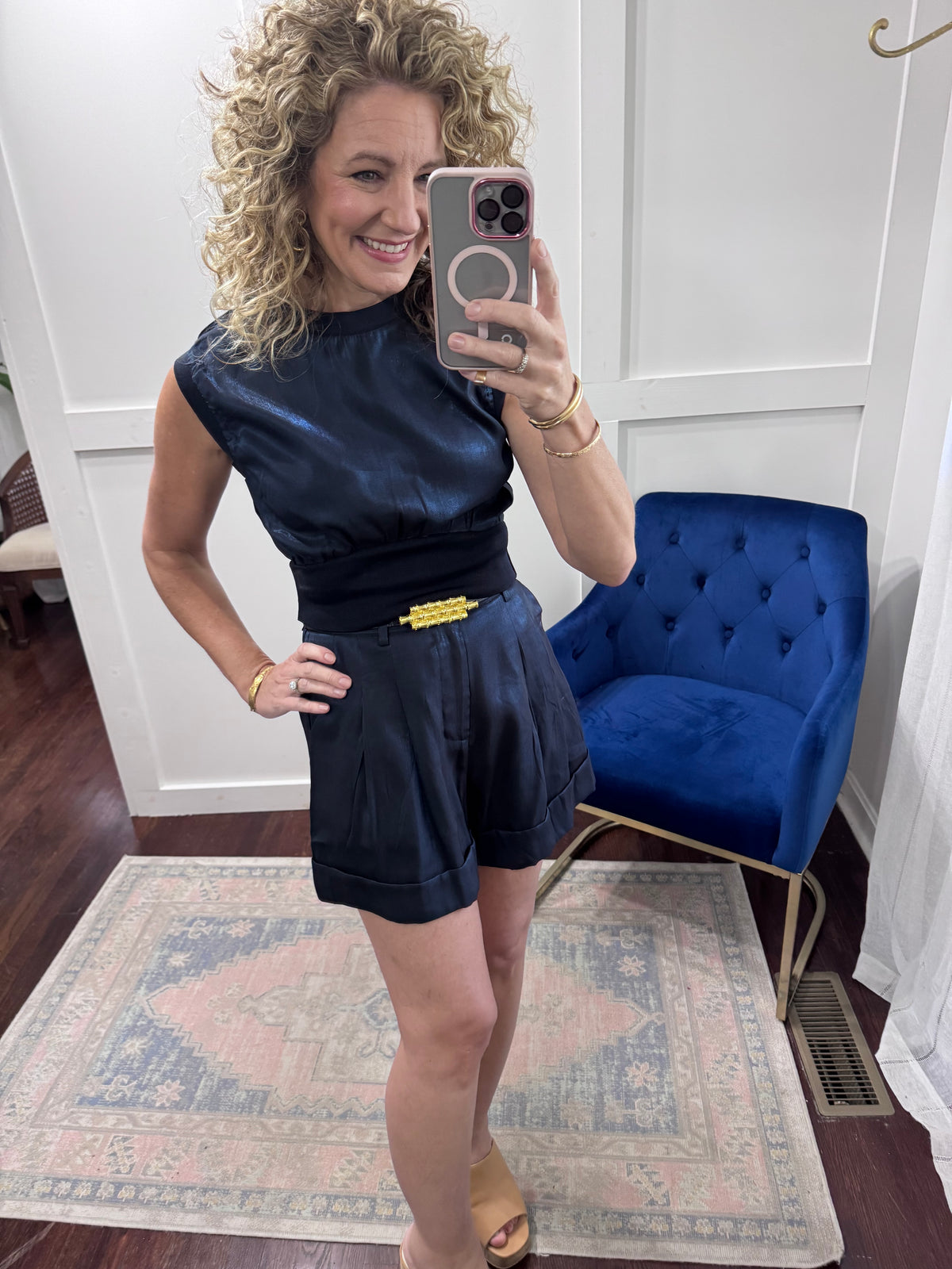 Navy dressy trouser shorts