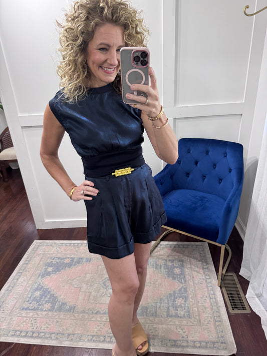 Navy dressy trouser shorts