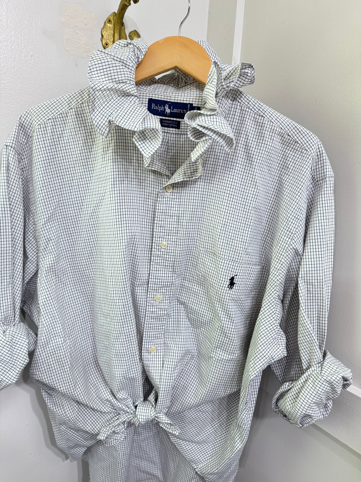 repurposed ruffle buttondown RL blue black check