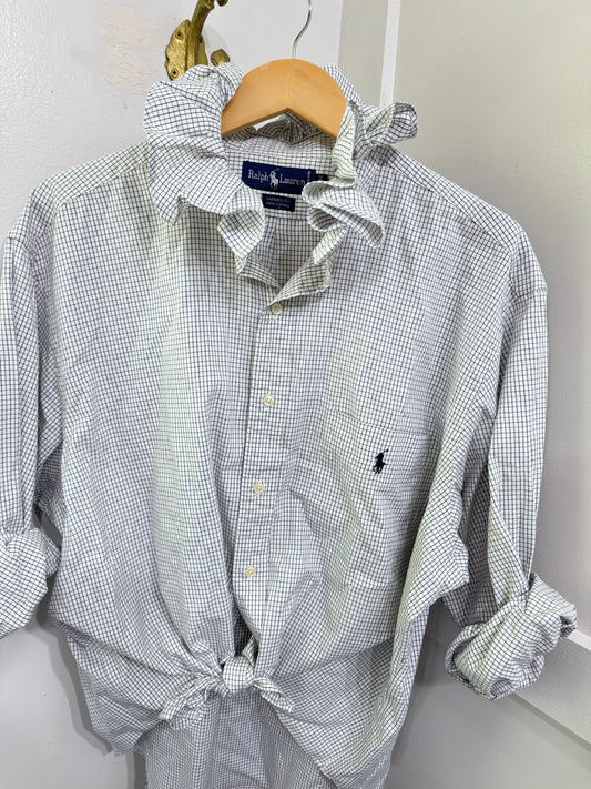 repurposed ruffle buttondown RL blue black check