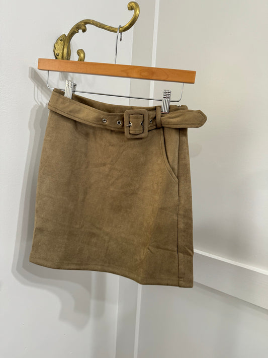 Tuscany olive suede skirt