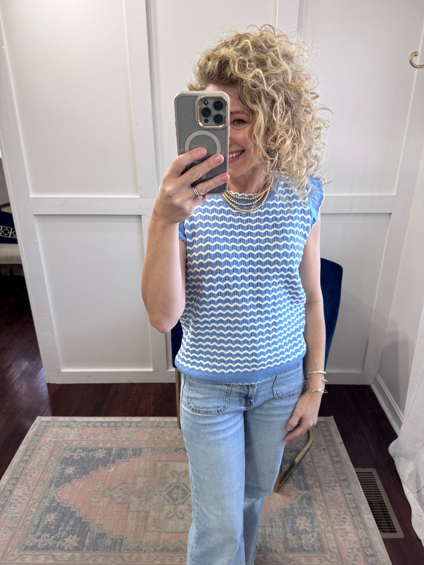 Oakley blue white sweater