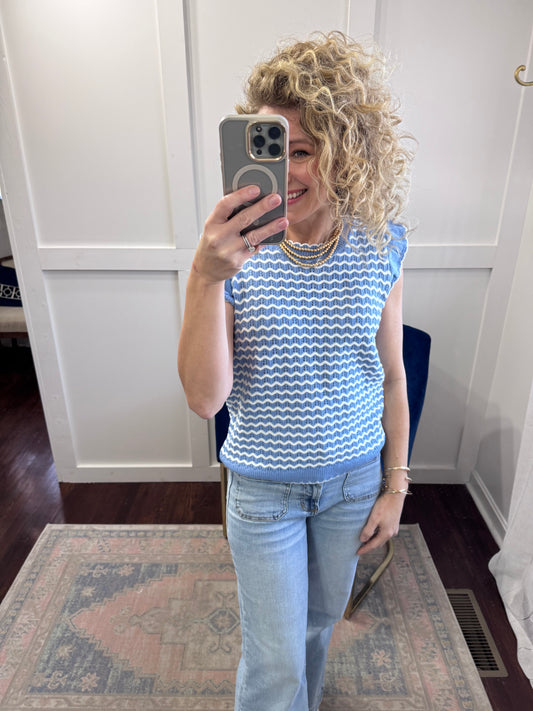 Oakley blue white sweater