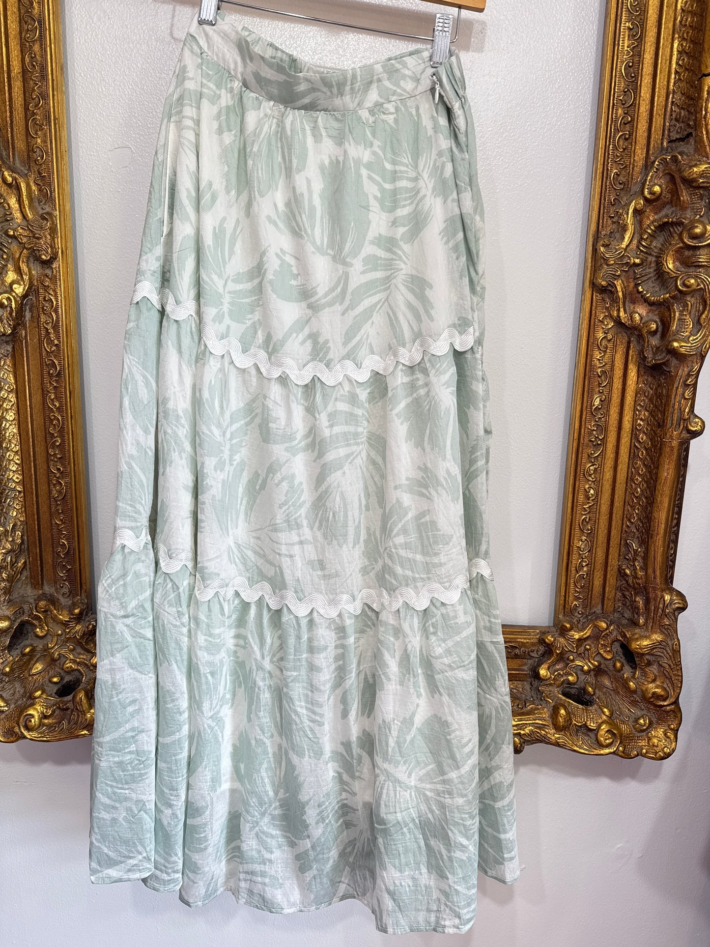 Mint tropical midi skirt