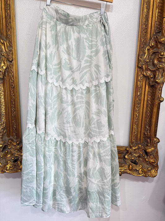 Mint tropical midi skirt