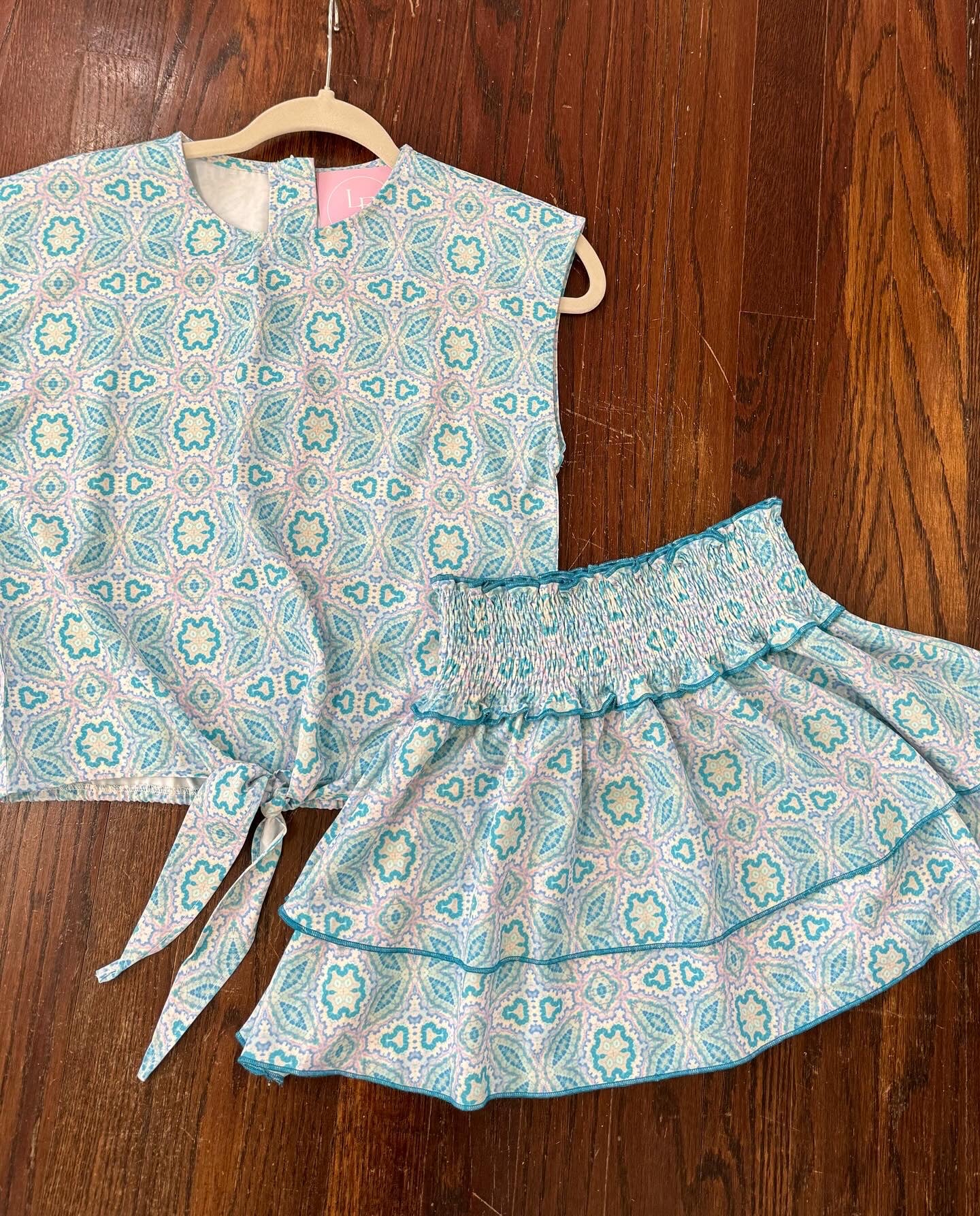 Island teal scottie skirt- Tween