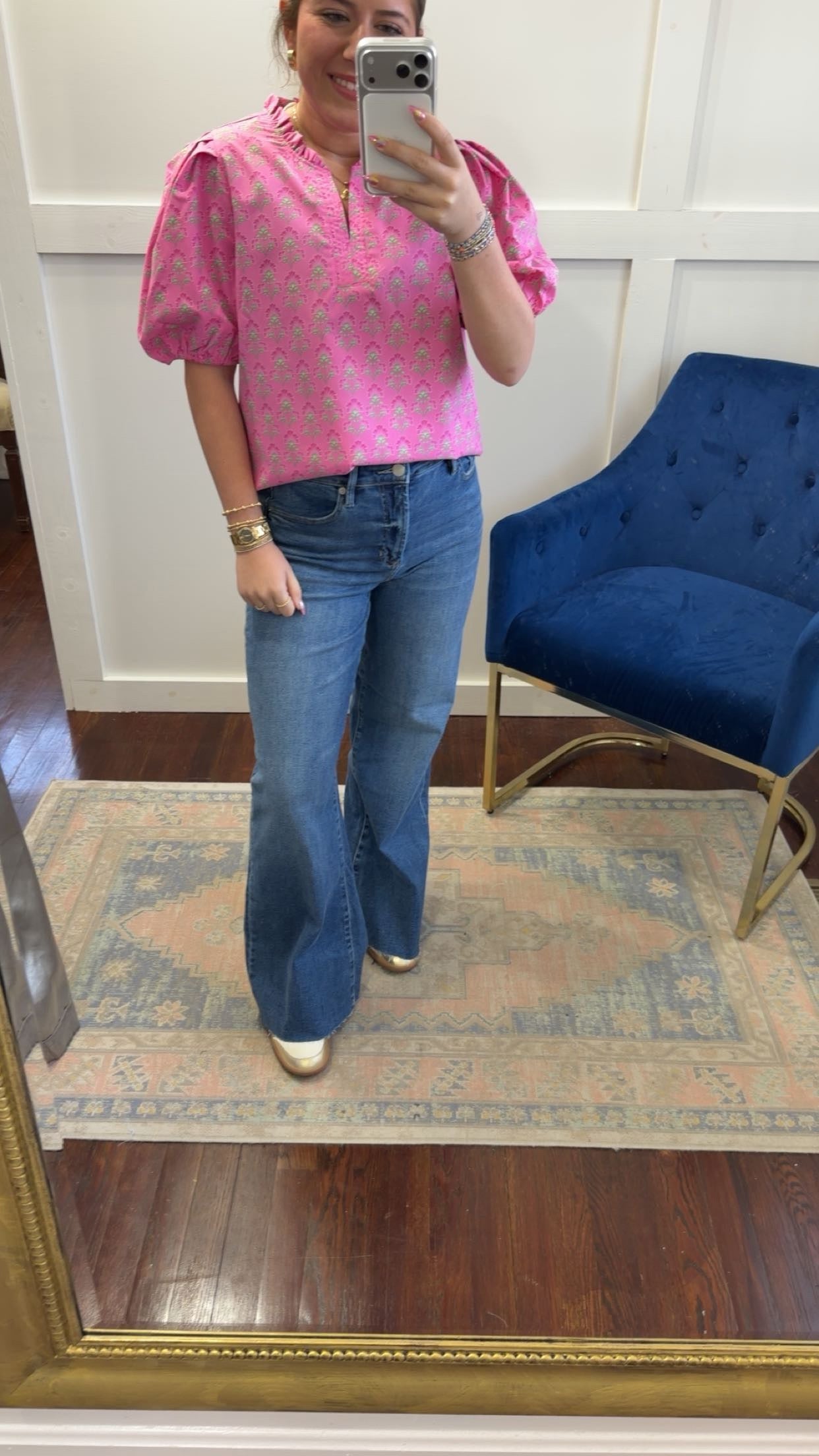 Lainey Deco Lilies Fuschia top