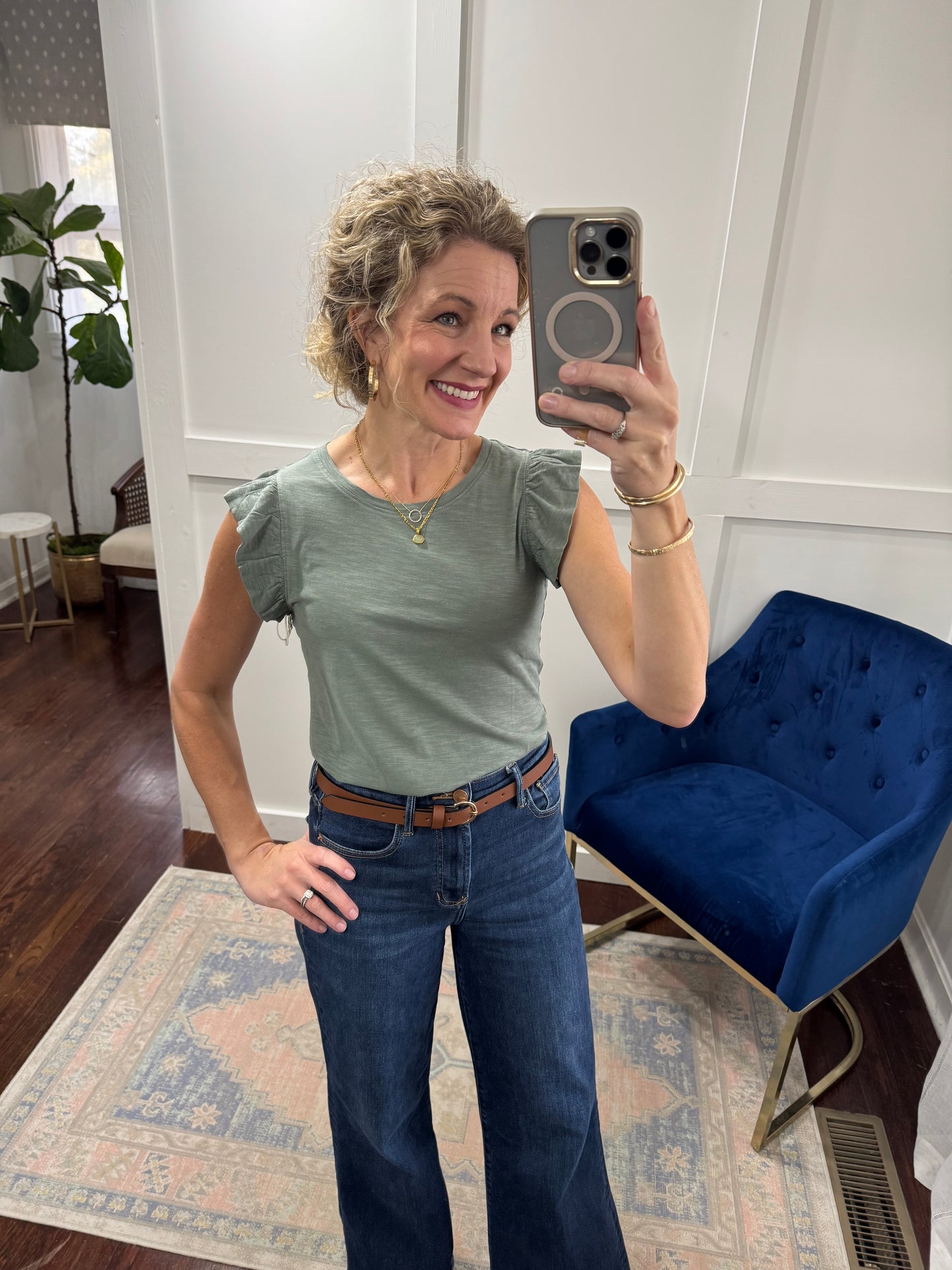 North slate green shirt