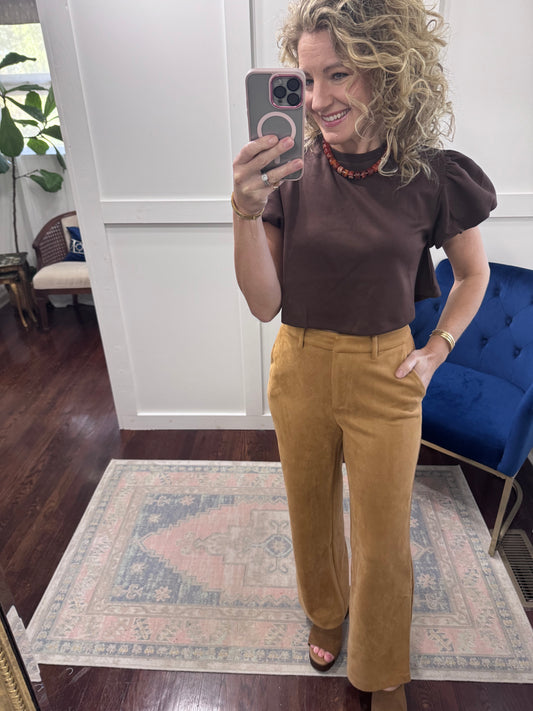 Camel suede pants