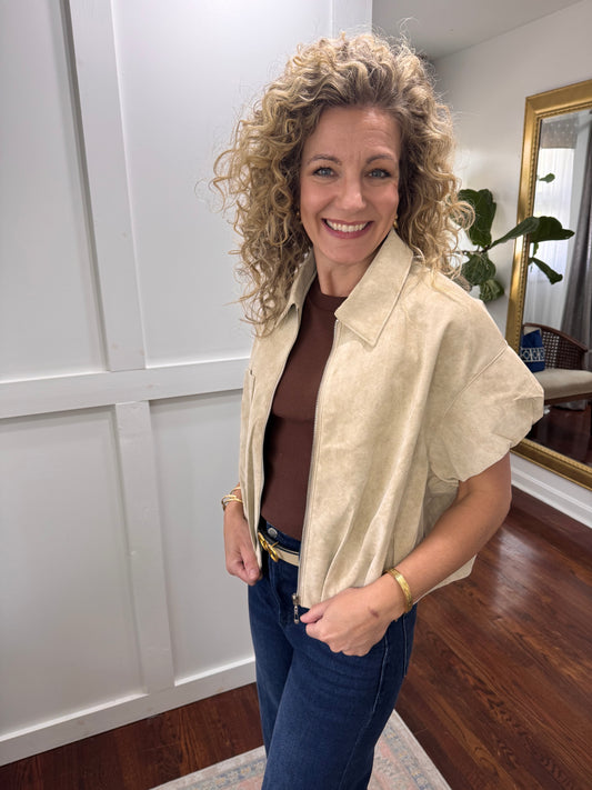 Cream leather jacket
