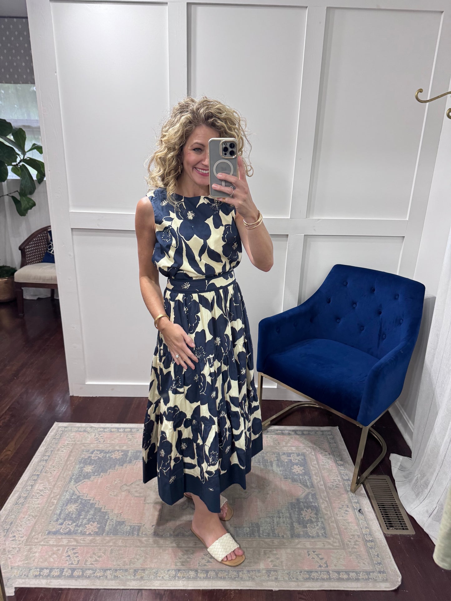 Navy floral top