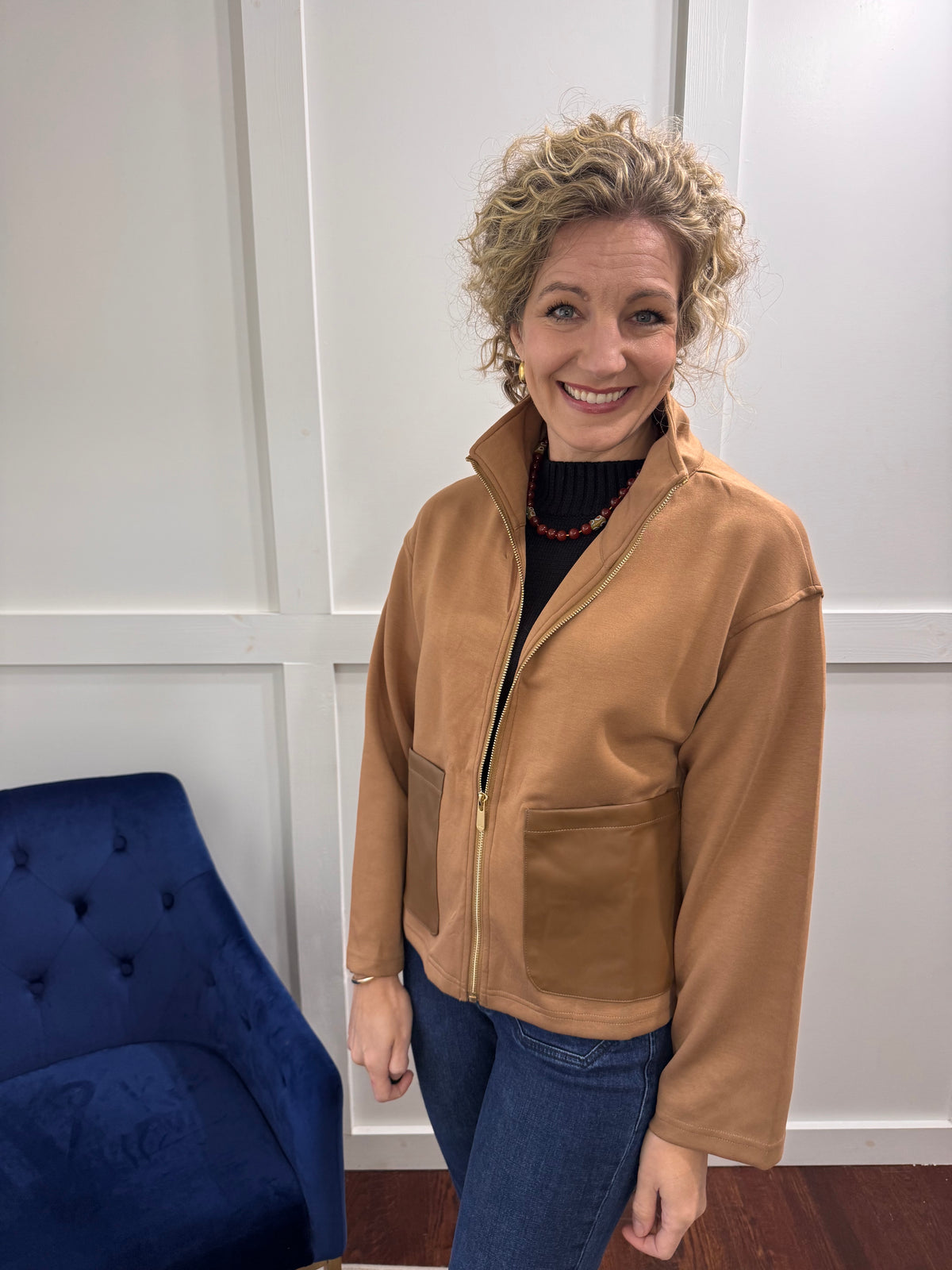 Latte square pocket jacket