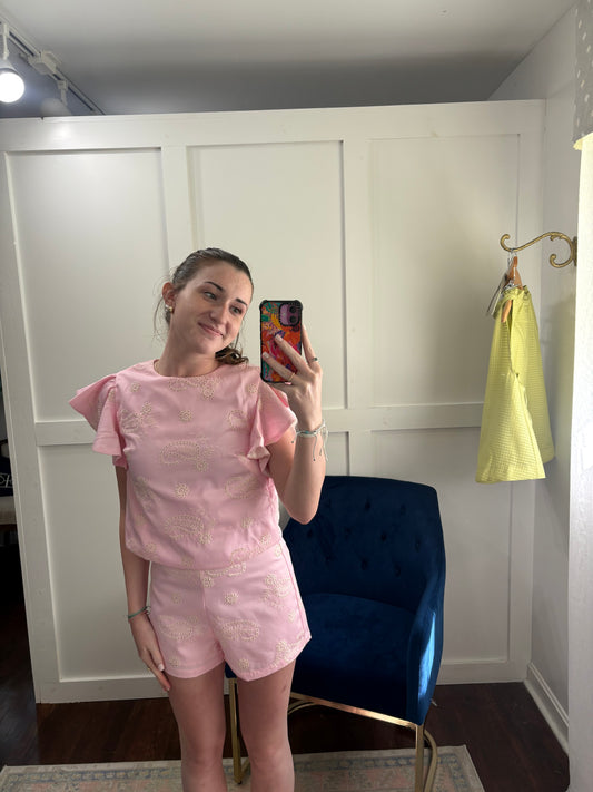 Light pink eyelet blouse