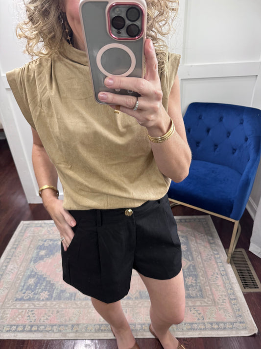 Black twill shorts