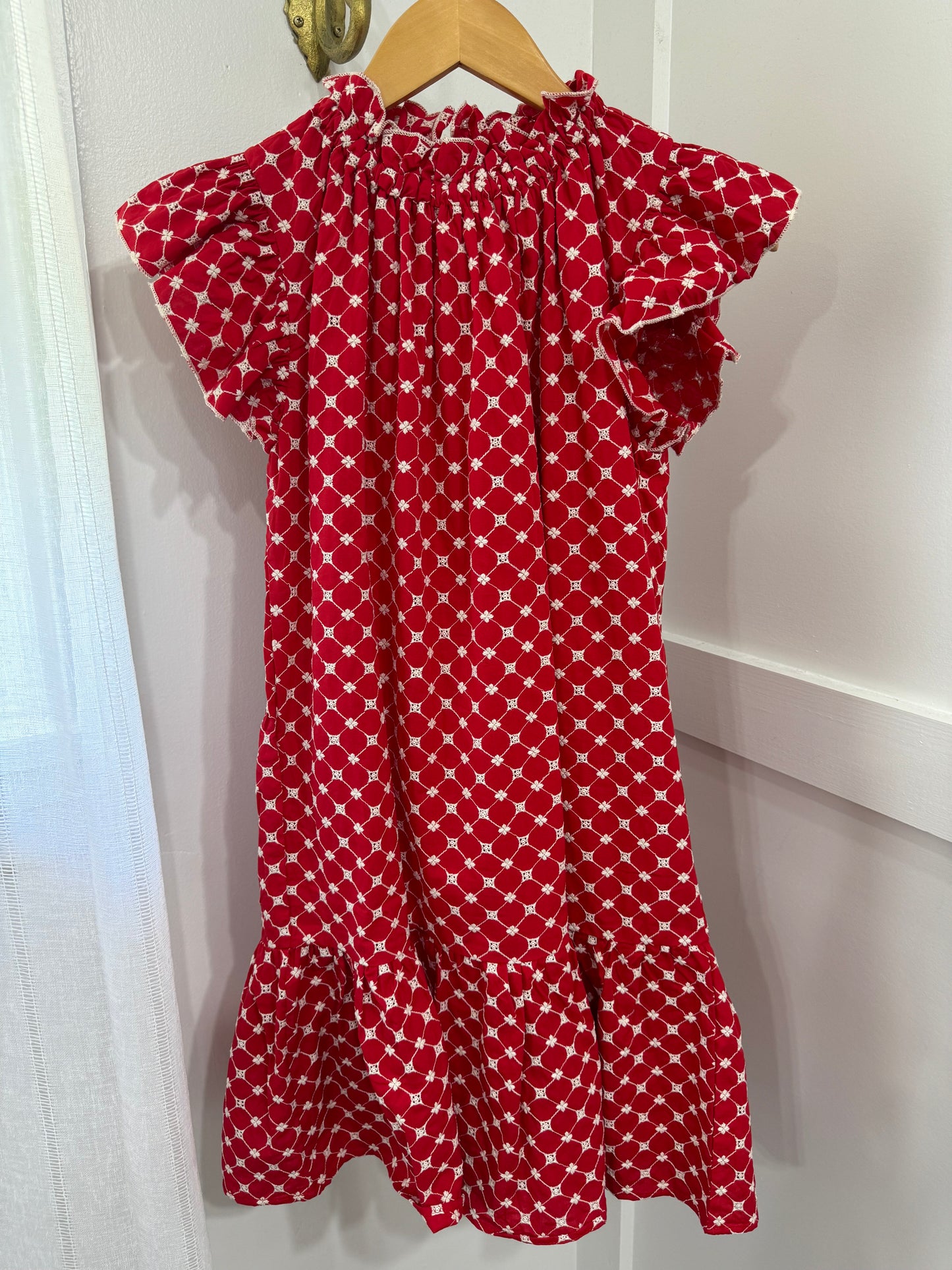 Red eyelet dress