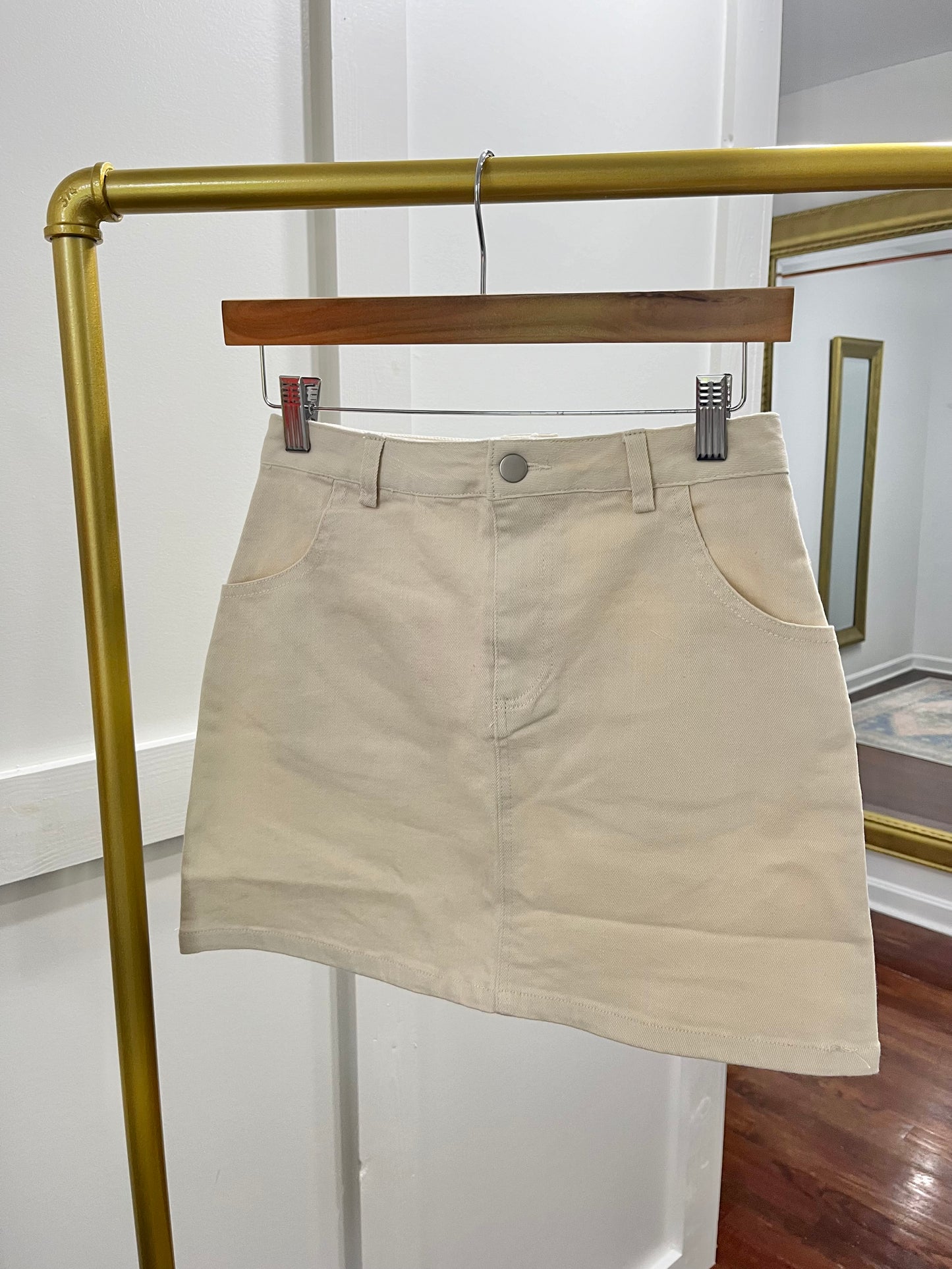 Allora cream denim skirt