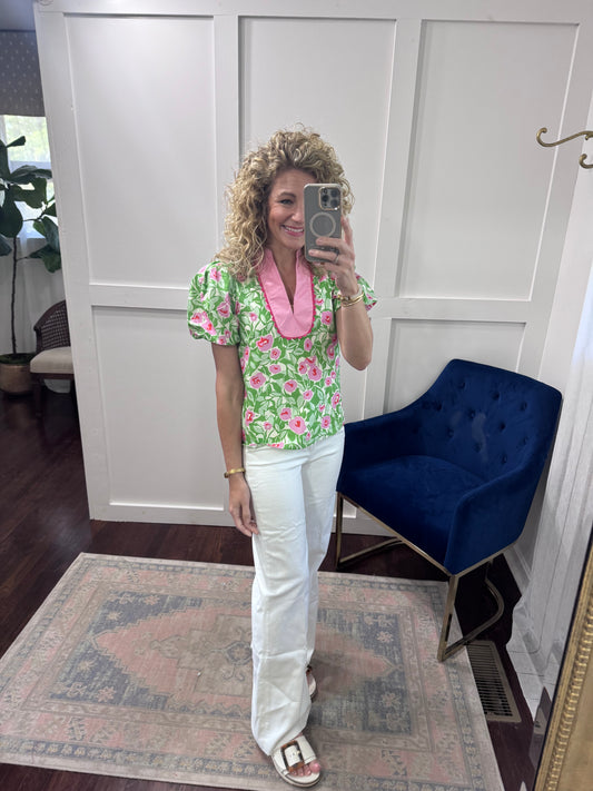 Pink peony top