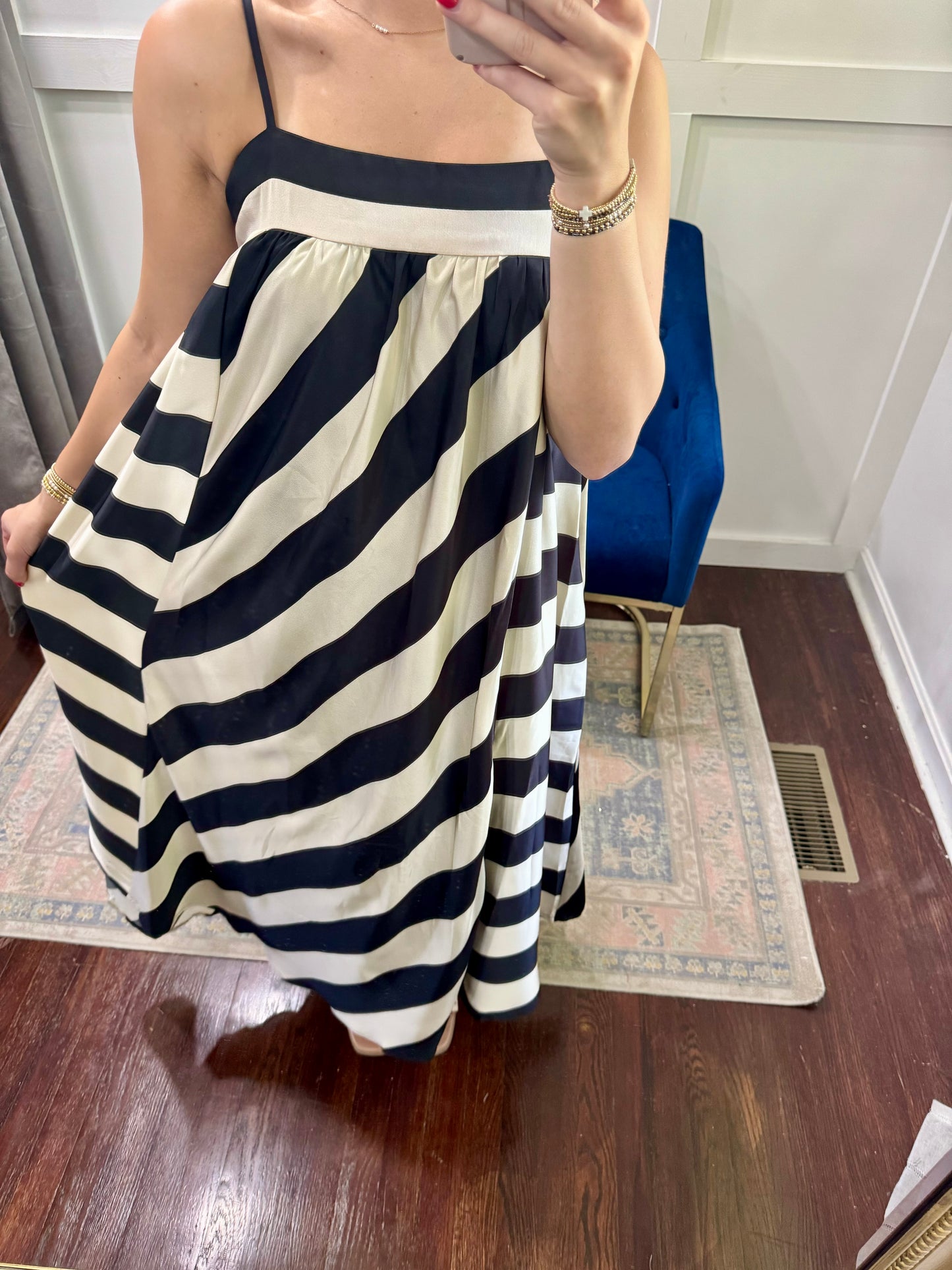 Champagne and black striped dress