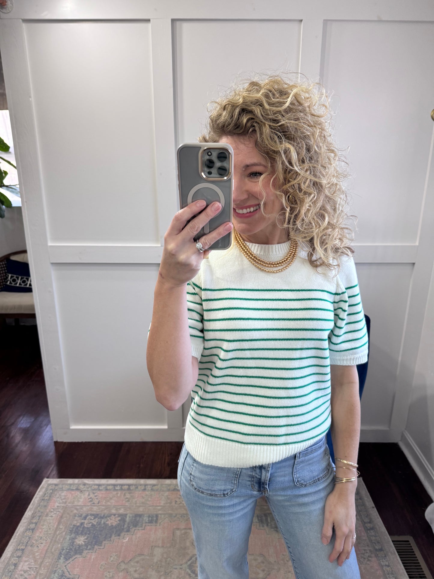 White emerald stripe sweater