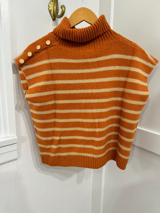 Rust and cream striped sweater vest