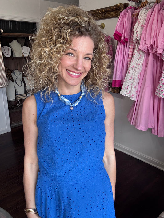 royal blue eyelet top