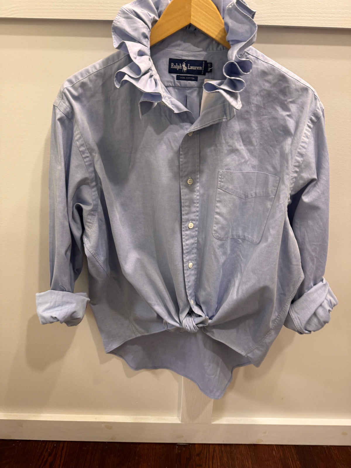 RL blue ruffle collar shirt