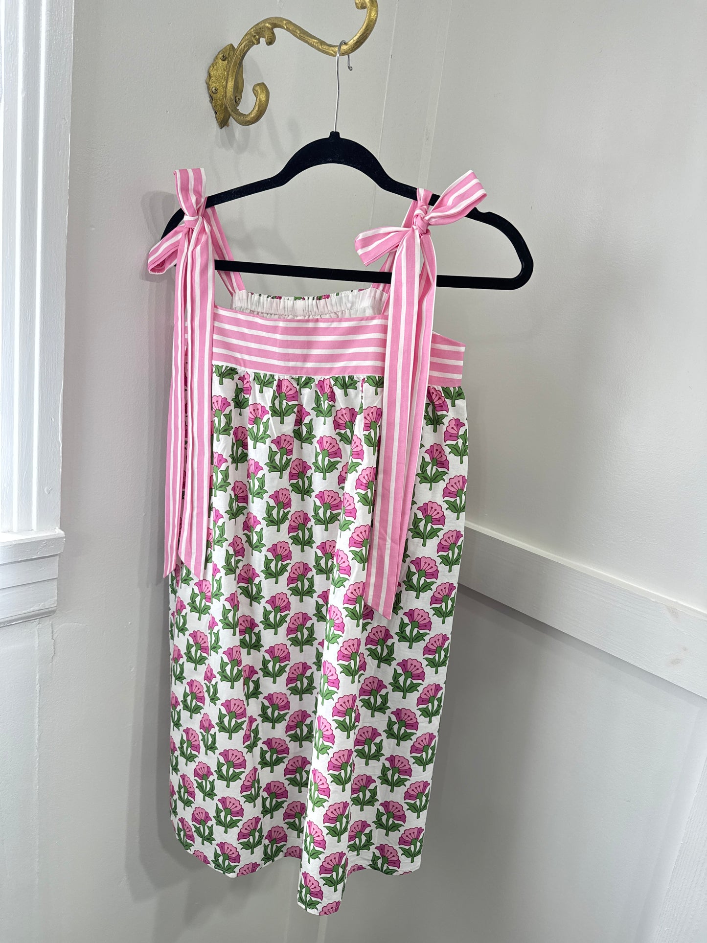 Pink stripe & flower dress