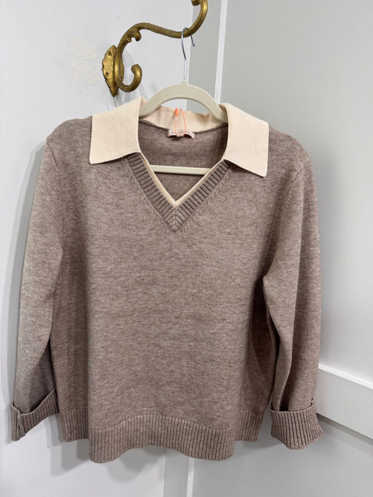 Beige cream collar sweater