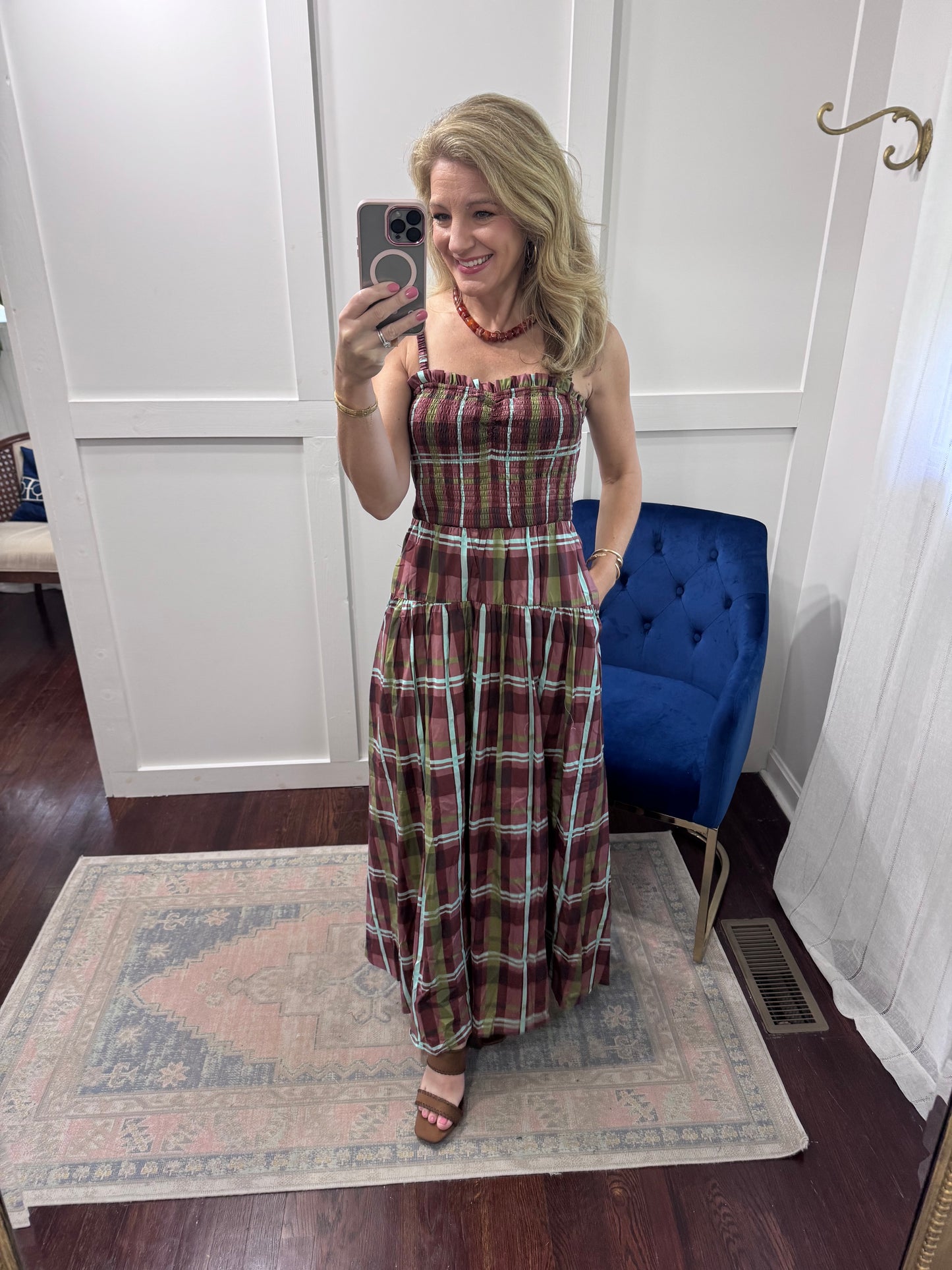 Brown plaid maxi