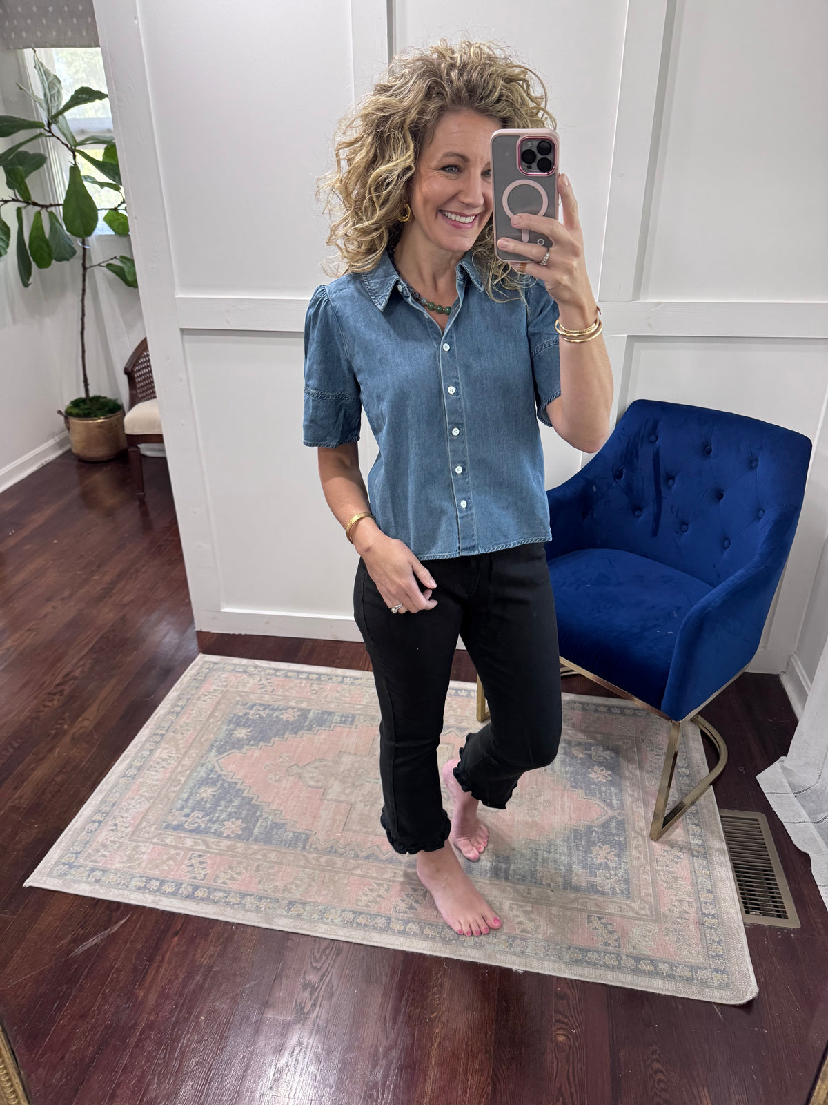Tully black ruffle jean