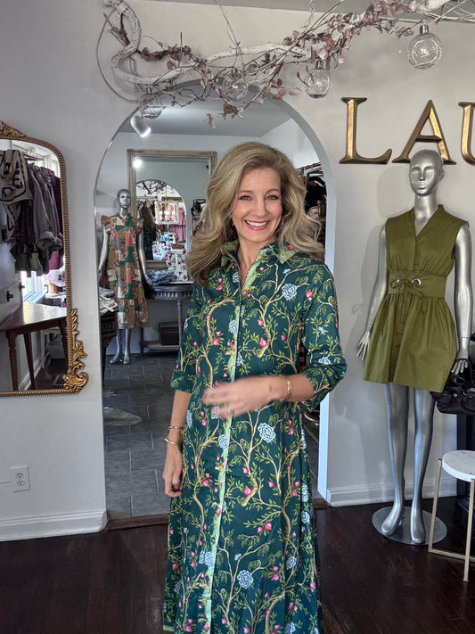 Green vine maxi dress
