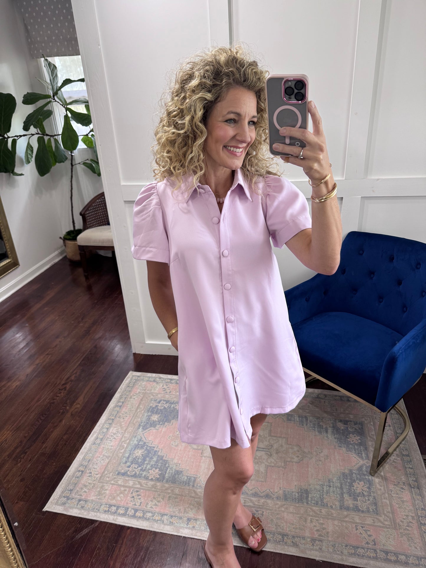 Lilac button down dress