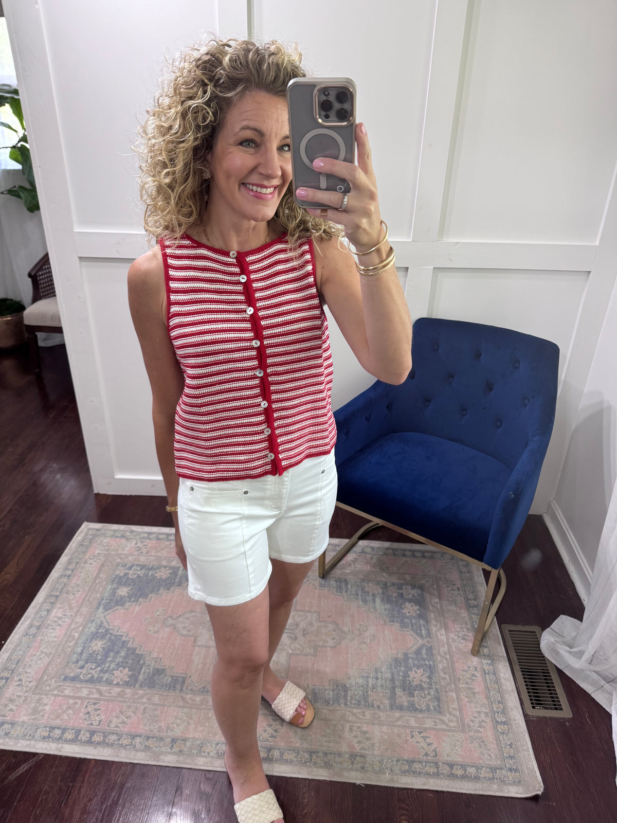 Red white striped sweater