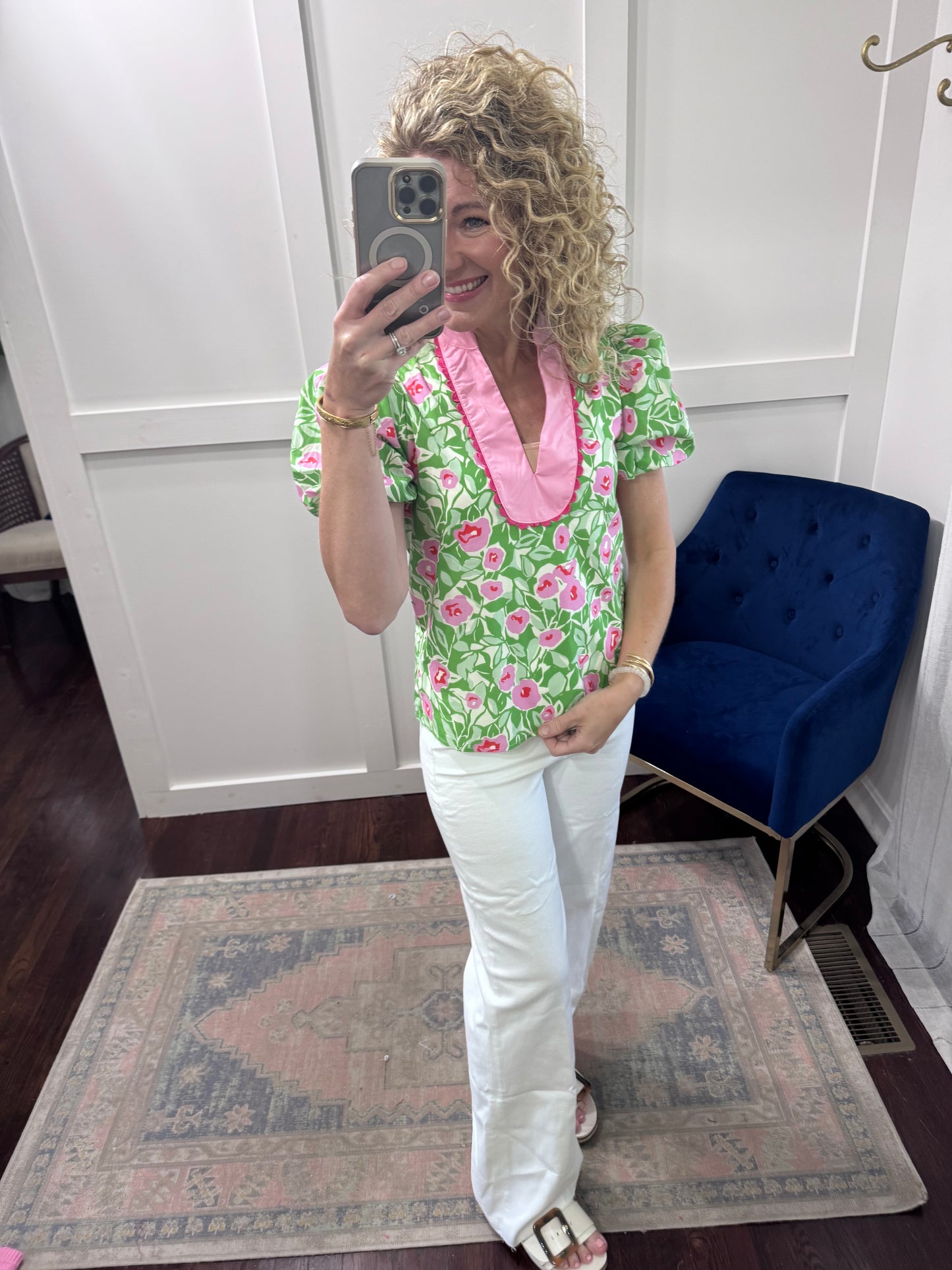 Pink peony top