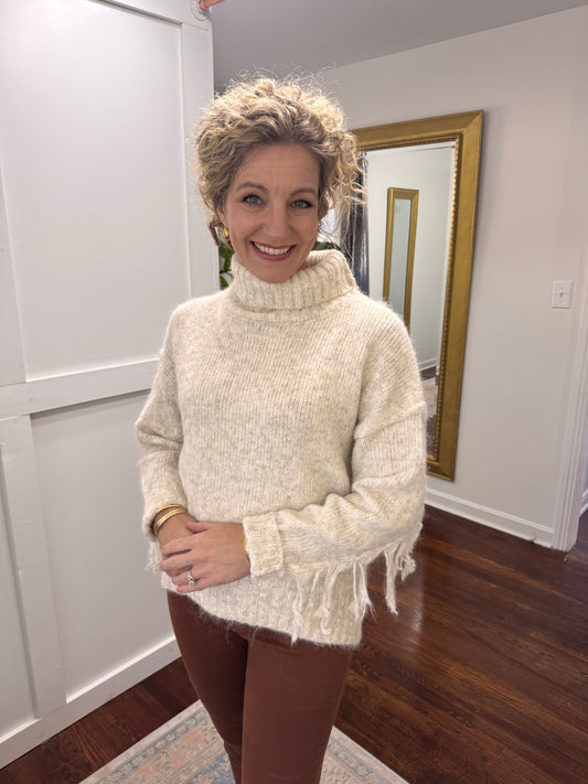 Stone fringe sweater
