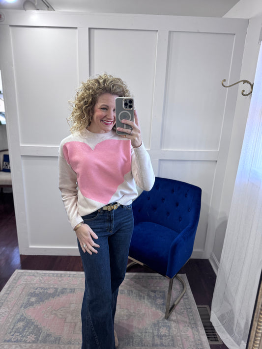 pink heart sweater