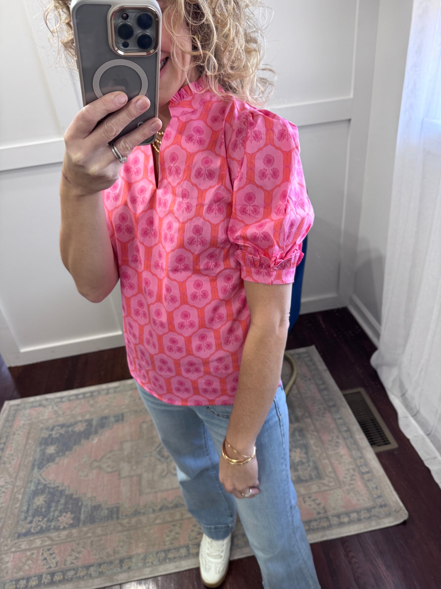 Colette rosette charm pink top
