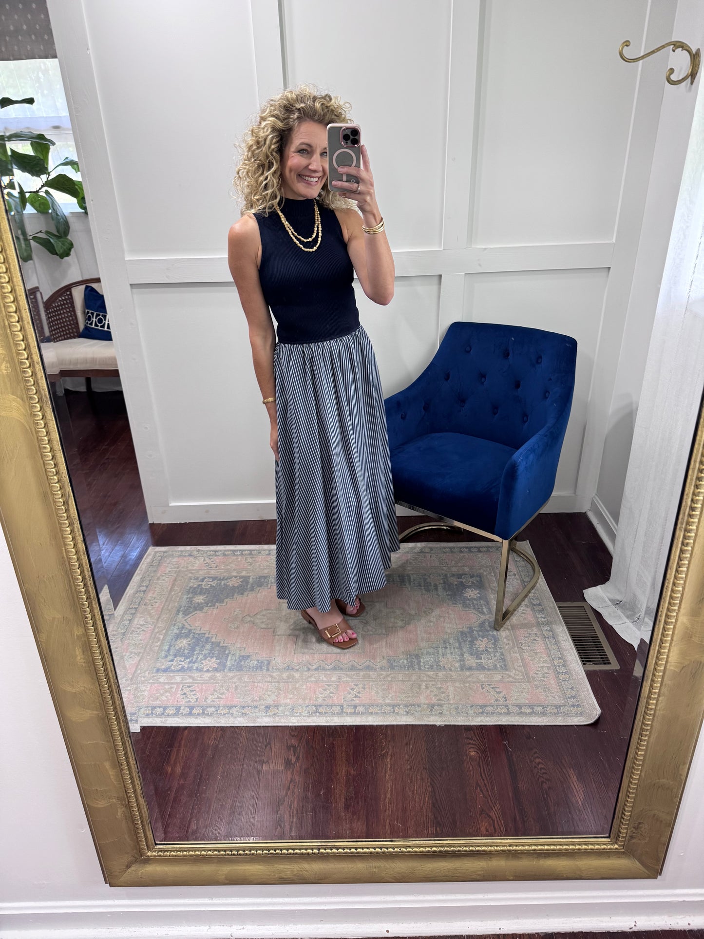 Navy mock neck sweater dress