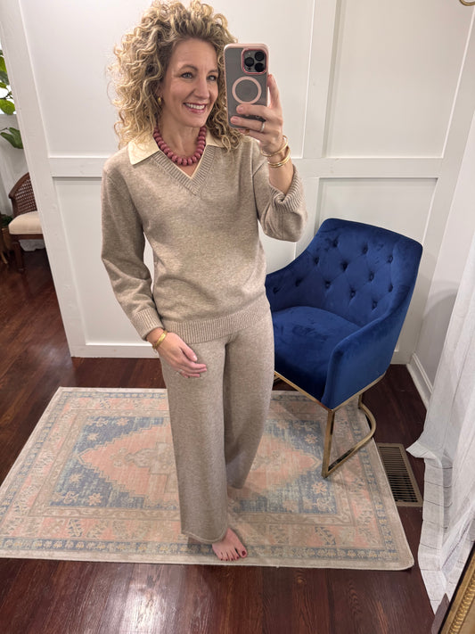 Beige cream collar sweater