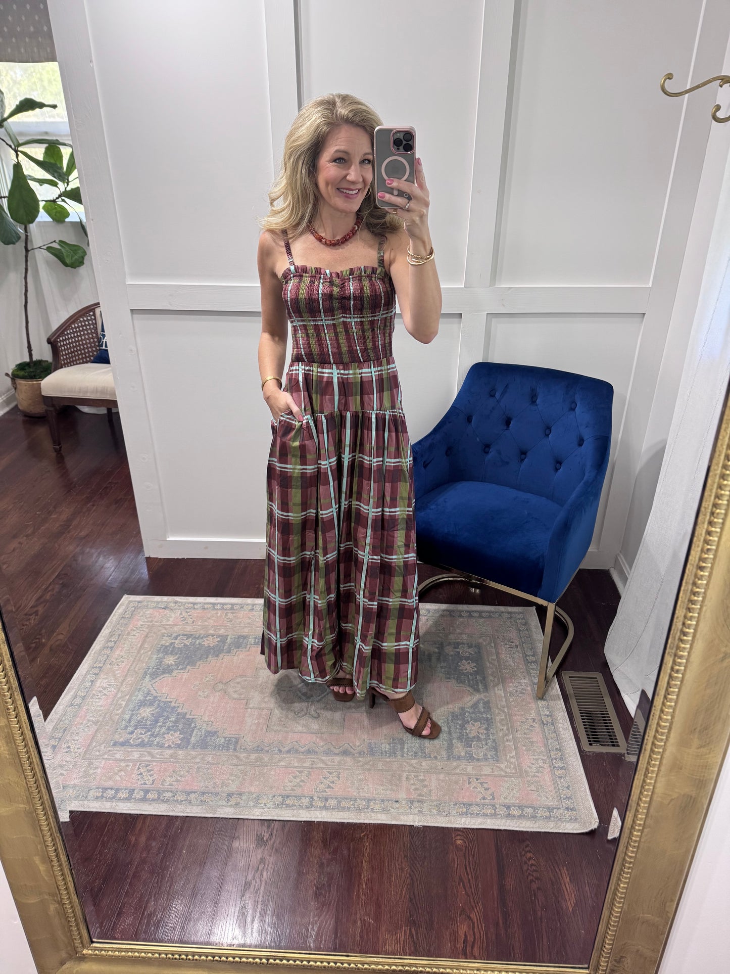 Brown plaid maxi