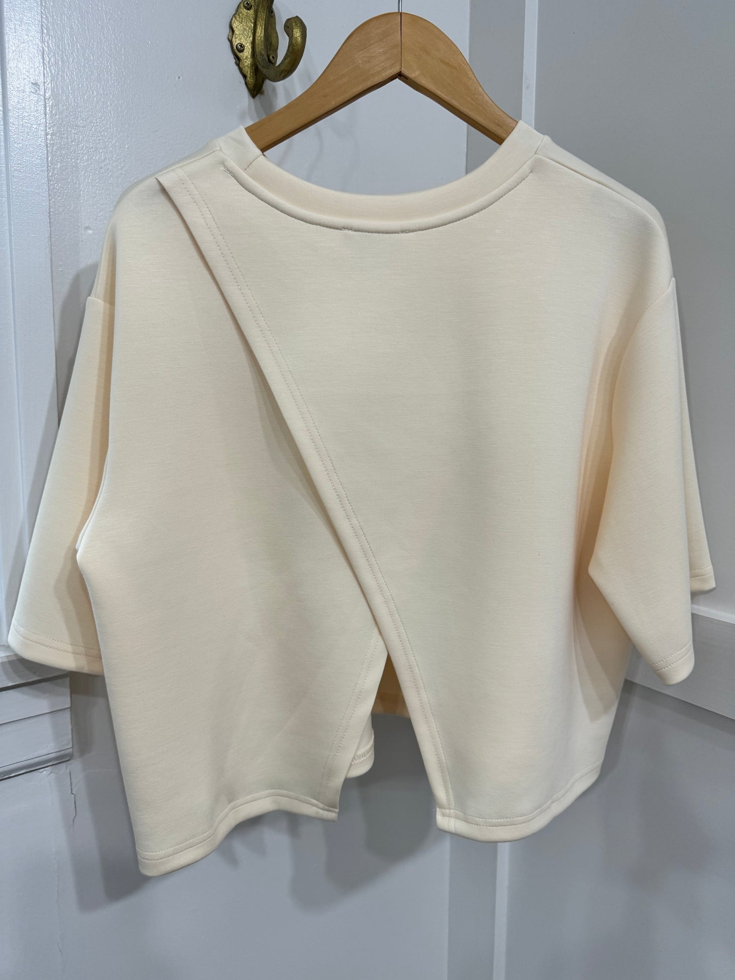 Ivory scuba modal split back top