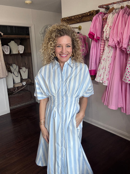 Light blue cabana stripe midi