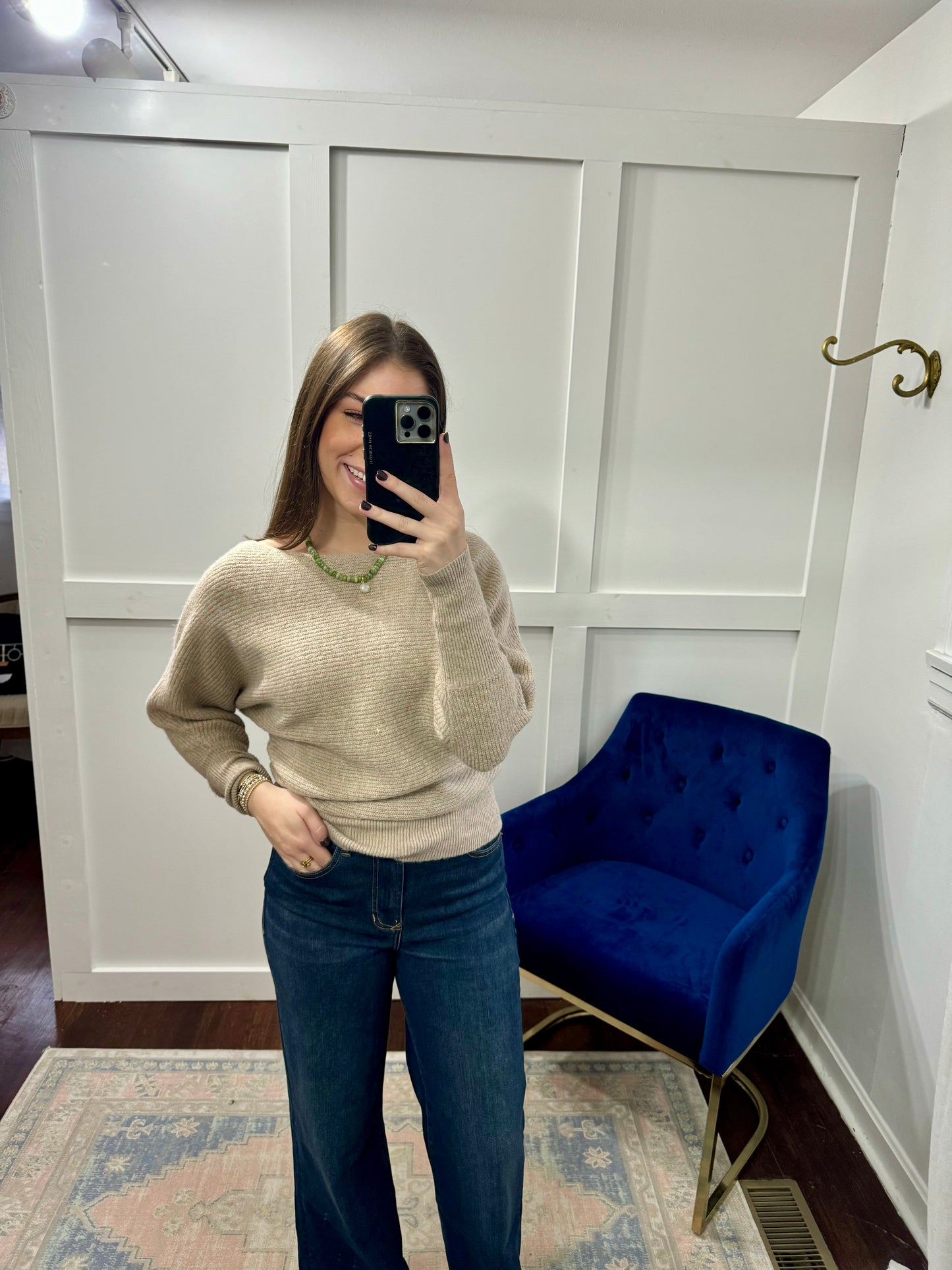 Oatmeal off shoulder knit sweater