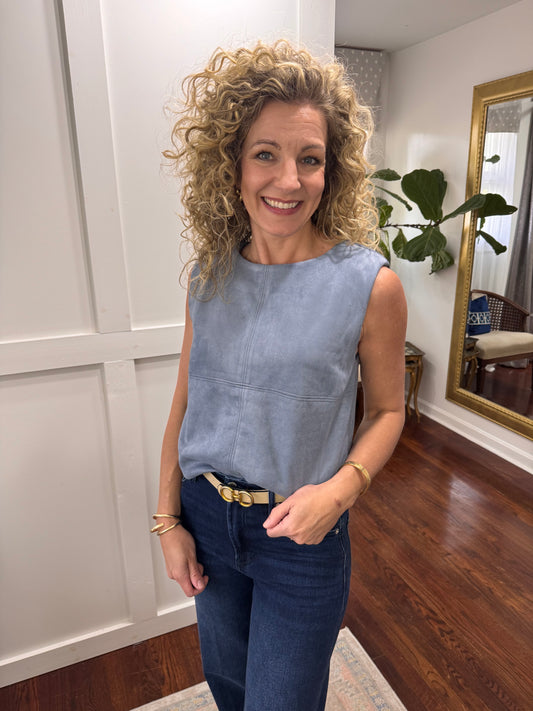 Blue suede top